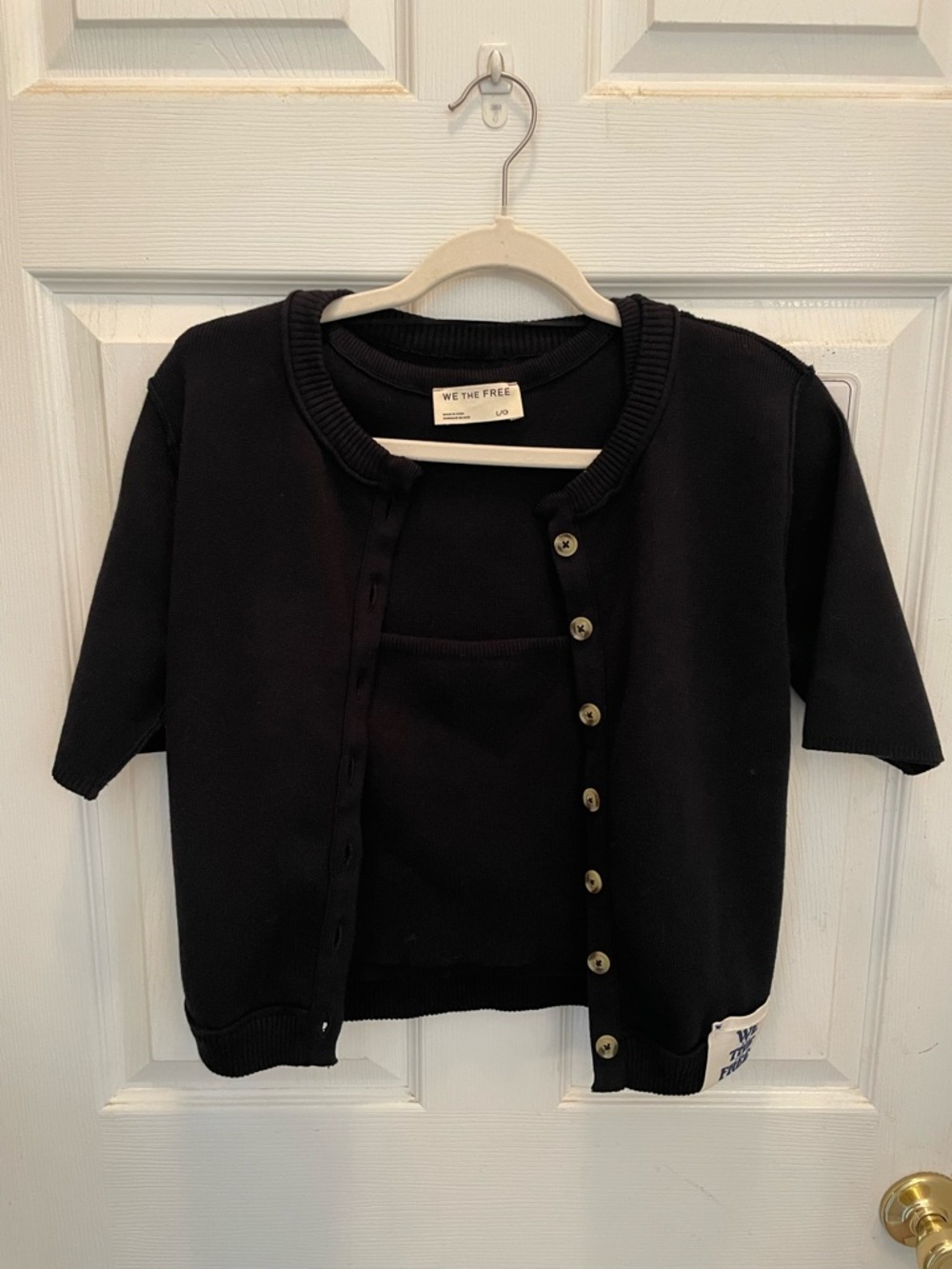 Free People Cropped Knit Button-Front Cardigan Set